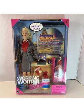 Vintage Mattel Barbie Working Woman Interactive Talking Doll with CD-ROM - 1999